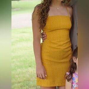 Lulu's Mustard Yellow Midi Dress